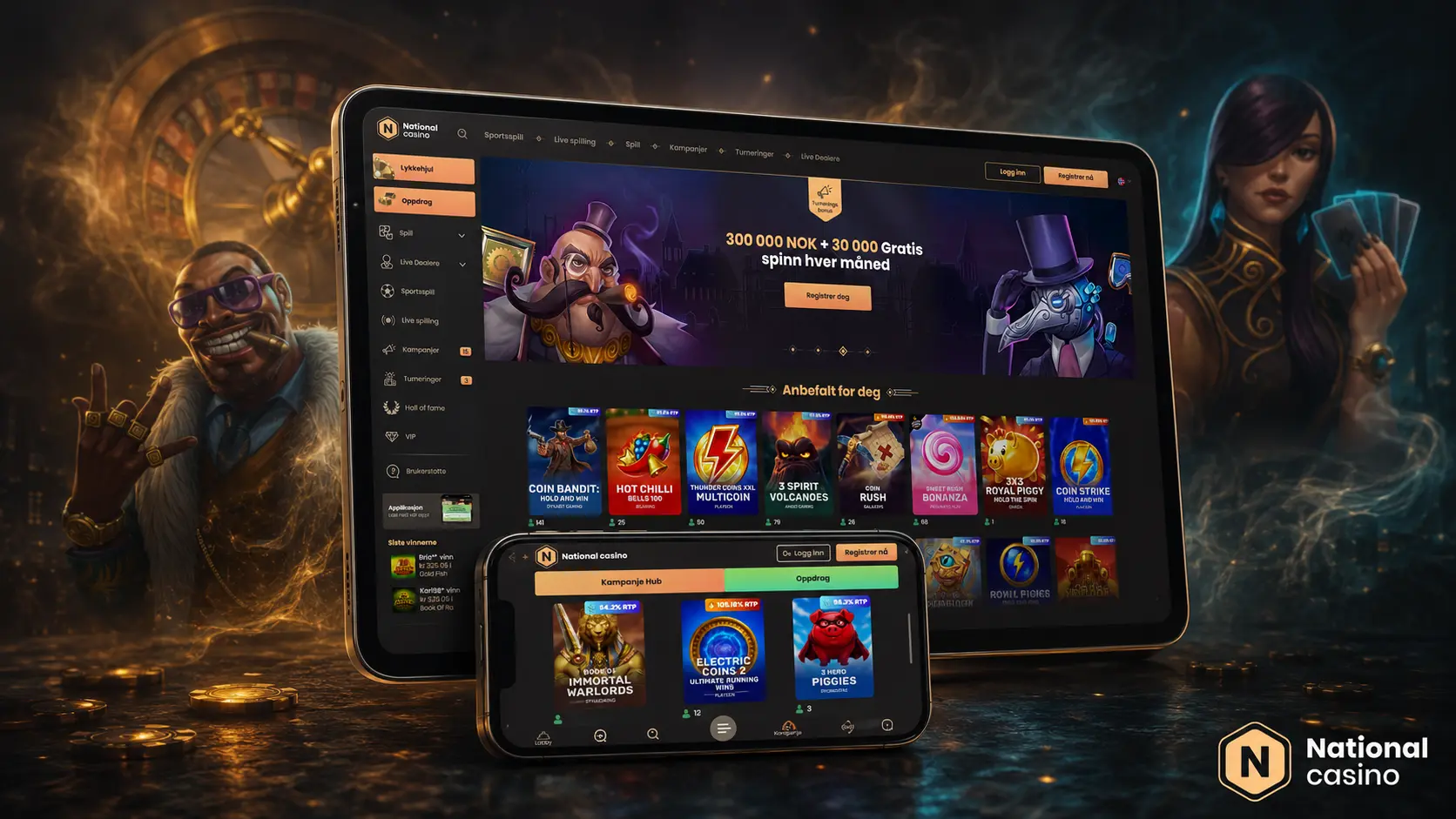 Betalingsmetoder og valutaer hos National Casino
